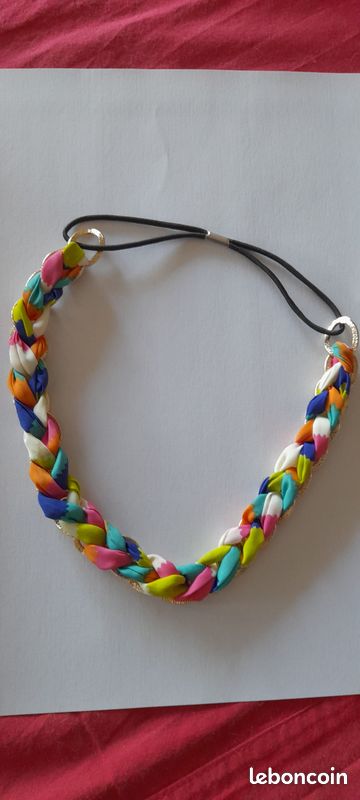 Serre tête " vintage" multicolore - Etat neuf - tissus et métal (image 8)