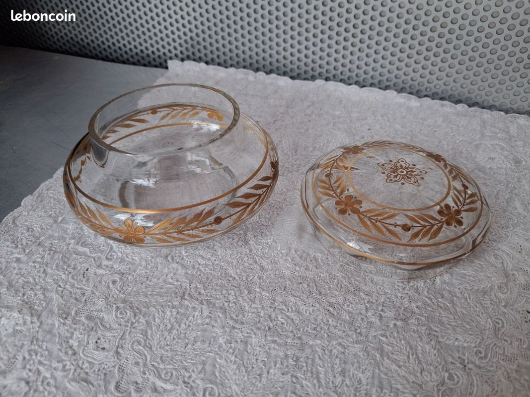 Boîte à bijoux verre soufflé doré main 1920 art déco (image 10)