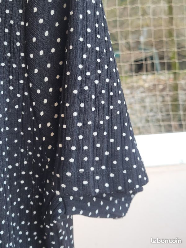 Robe Marine à Pois Taille 44 'La Mode Est à Vous' - Sans Manches, Longueur Genou, Neuve Avec étiquettes