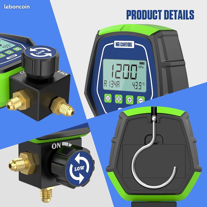 L202 Manomètre Numérique Gaz Basse Pression CVC Réfrigérant Collecteur Manomètres Numériques pour Systèmes de Réfrigération Climatiseurs R32 R410a (image 8)