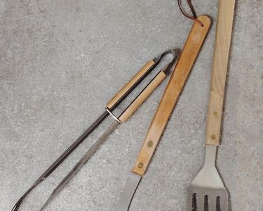 Relaxdays Barbecue, Set of 4 Utensils (Spatula, Fork, Tongs