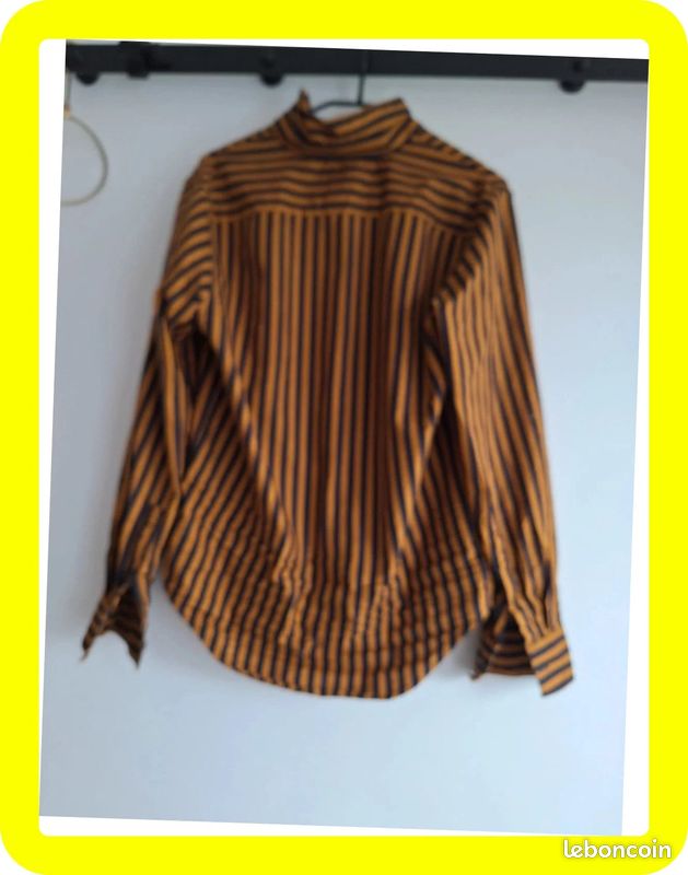 Chemise Equisite Show XS Marron – Finitions Noires, Neuve Avec Défaut, Fabriquée En Chine