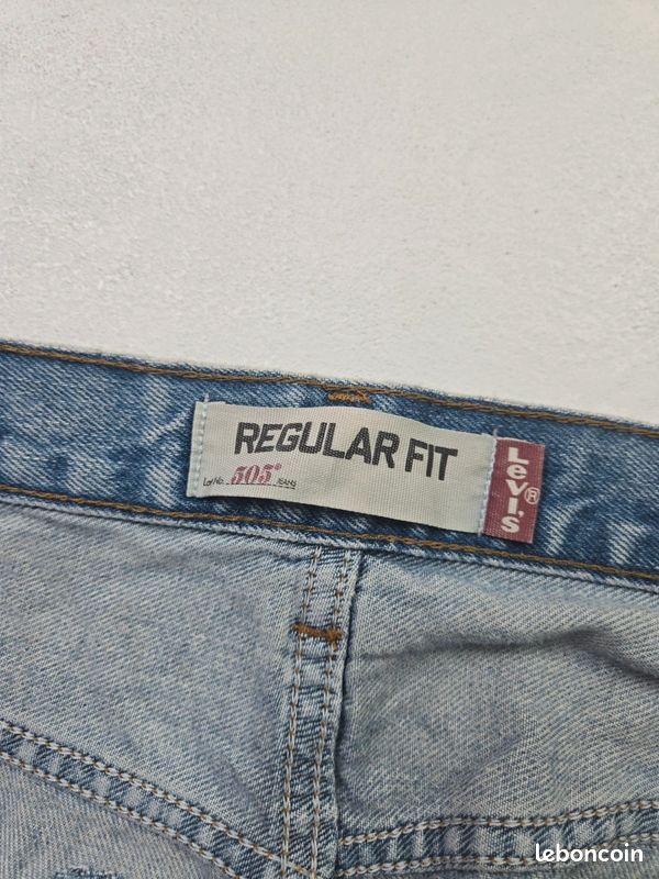 Jean Levi's 505 bleu taille W34 coupe droite vintage dirty thrashed (T287) (image 8)