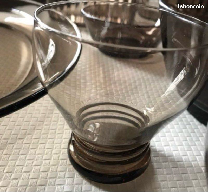 Plat de service Vintage Vereco marron fumé - Arts de la table