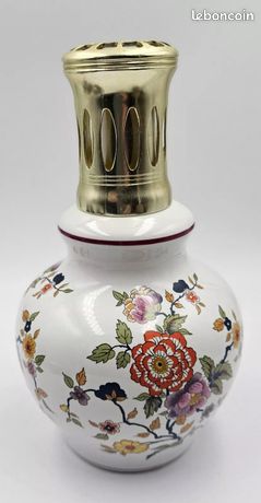 Ancienne Lampe Berger Porcelaine R - Décor Floral - Made In France - Signature PI