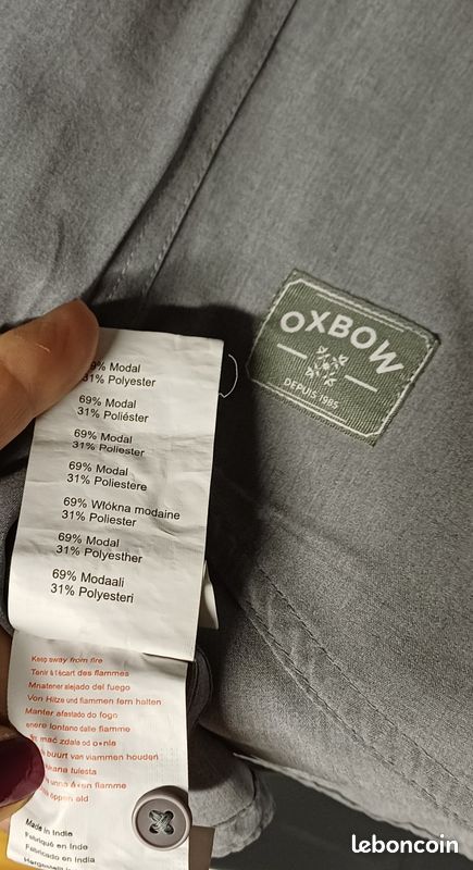 Chemise homme Oxbow - gris clair - XXL - manches longues (image 8)