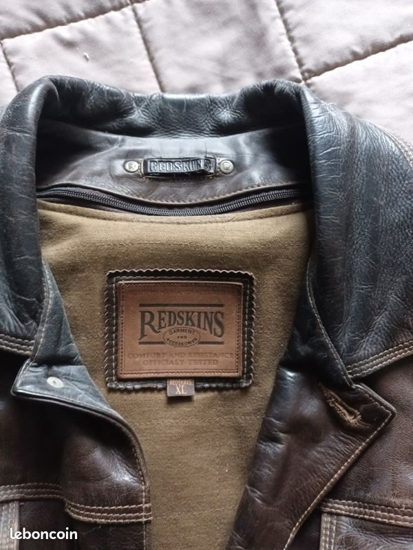Blouson Cuir Vintage Redskins - Veste Moto Homme Noir, Taille M, Cuir Intérieur/extérieur - Occasion Très Bon état