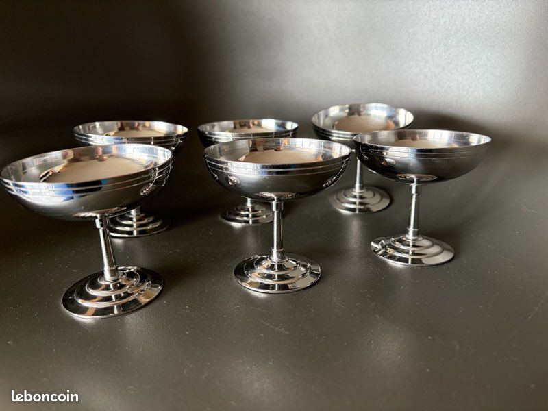 Lot de 6 coupes à glace en inox vintage Coupelles sur