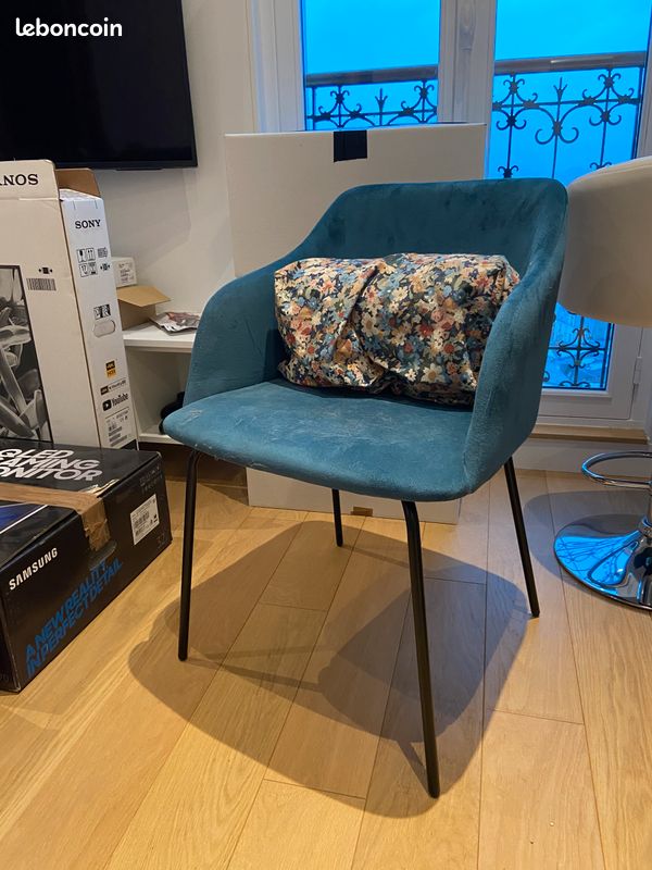 Fauteuil bleu canard comme neuf (image 2)