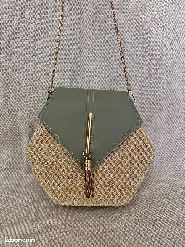 🌞 Sac à main en paille et cuir kaki pour un style bobo chic jamais porté (image 8)