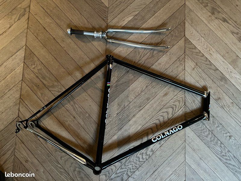 Fourche De Vélo De Route Vintage Colnago Chromée 700c - Avec Casque Campagnolo Record - Occasion