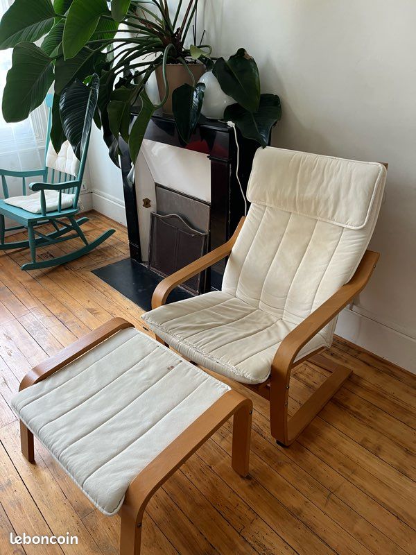 Fauteuil et repose pied à déhousser (image 1)