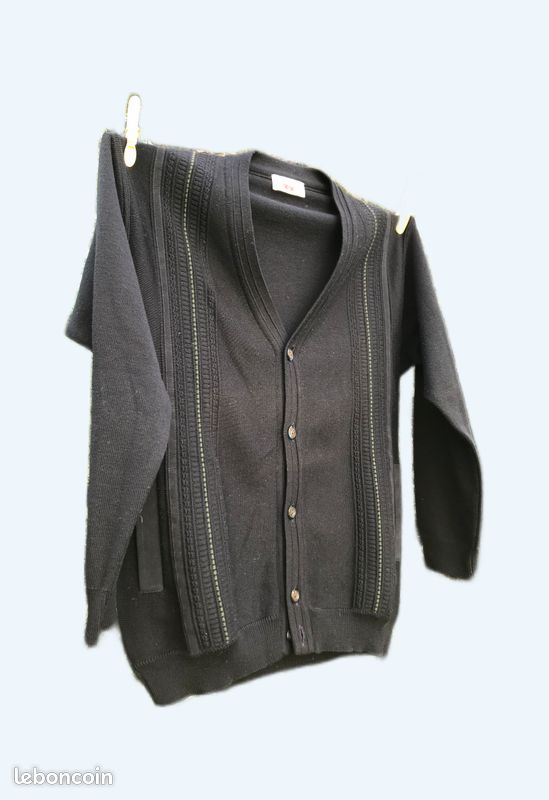 Gilet Ouvert Noir LA FEE MARABOUTEE En Laine Mérinos - Taille 36, Occasion Très Bon état