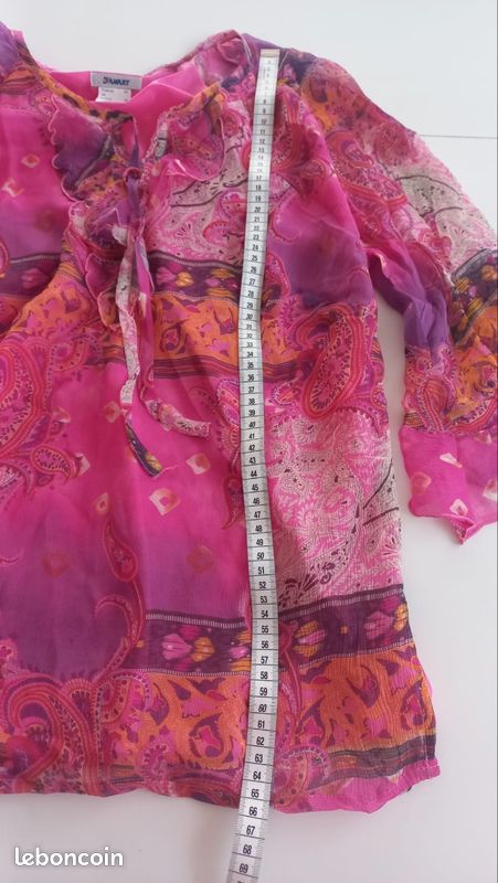 Ensemble jupe blouse Damart taille M 100% soie (image 5)