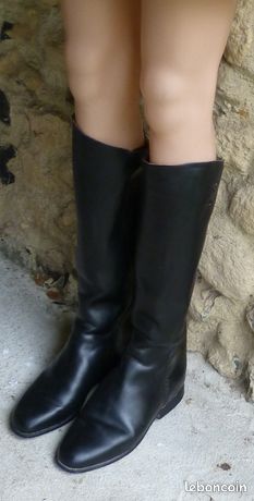 Bottes d'équitation vintage en cuir noir Marlborough équestres 5,5 C