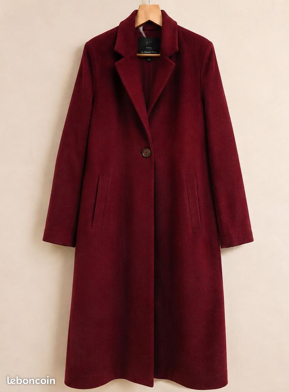 Manteau long bordeaux OPDV – chic & intemporel – T1 (36/38) (image 1)