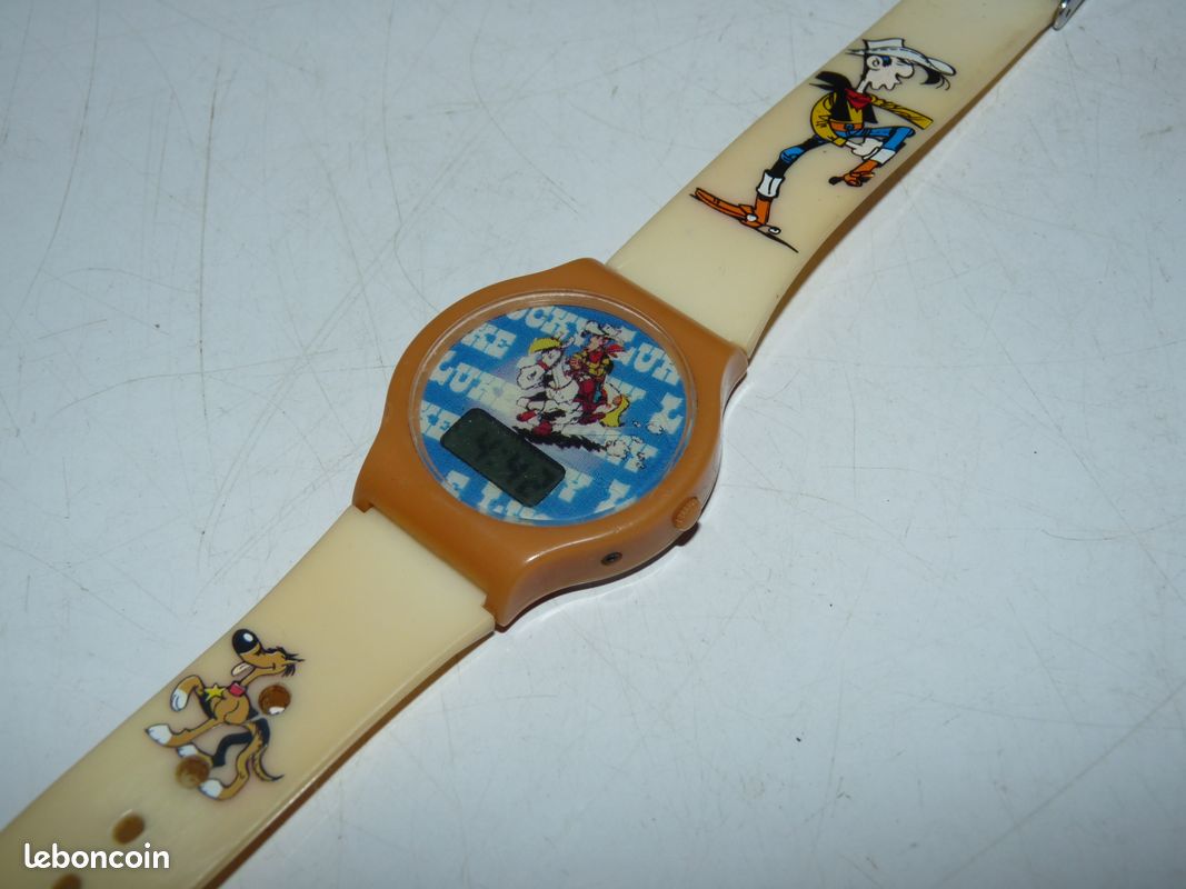 Montre Lucky Luke LCD à Pile Fonctionne - Modèle Enfant Des Années 2000, Affichage Digital