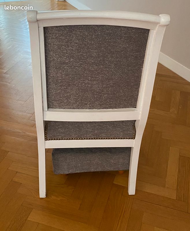 Fauteuil bois, peint en blanc, exellent état (image 3)