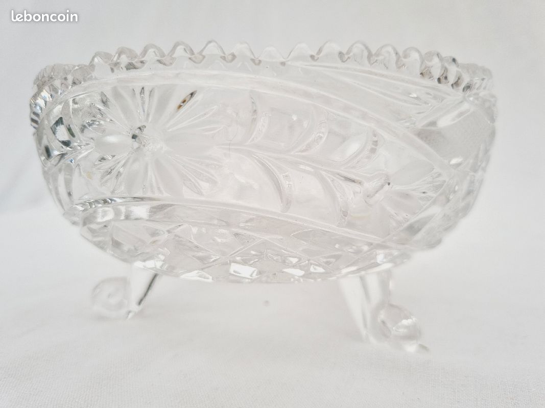 Coupe tripode en verre vintage, diamètre 16cm (image 3)