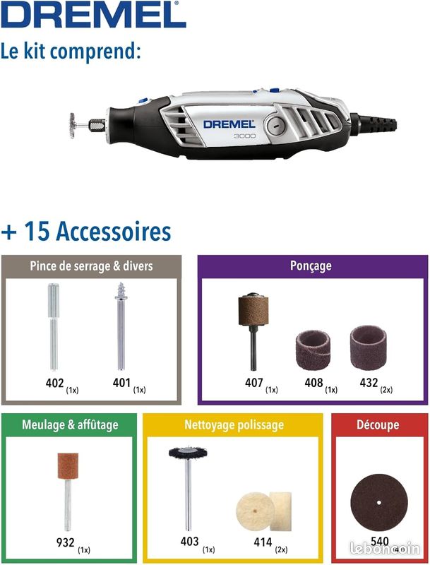 Dremel 3000 JA DREMEL 3000-130W 15ACC TROUSSE ZIP (image 4)