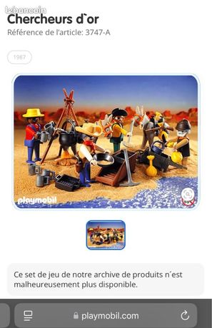 Playmobil System 3747 Chercheurs D'or Western - 1987 - Neuf Scellé Collector