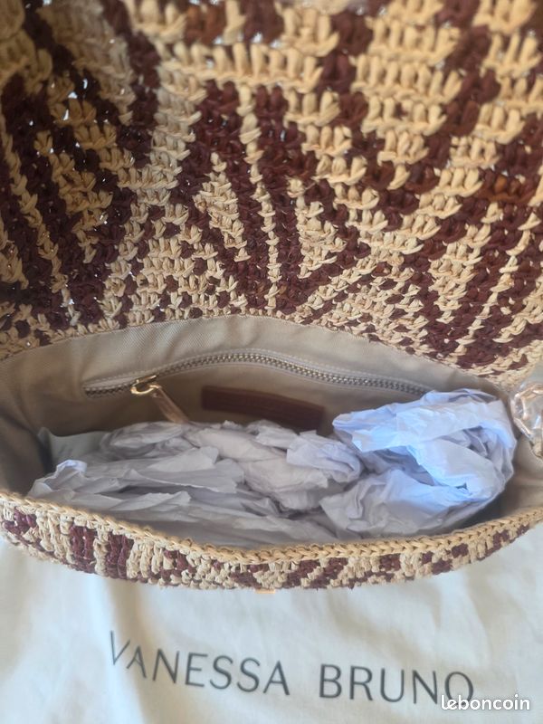 Sac moyen moon en raphia marron Vanessa bruno (image 8)