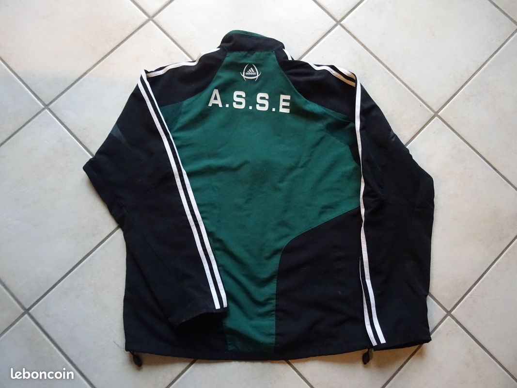 Veste Vintage ASSE Saint-Étienne - Survêtement Football Noir Et Vert - Taille M - Occasion Très Bon État