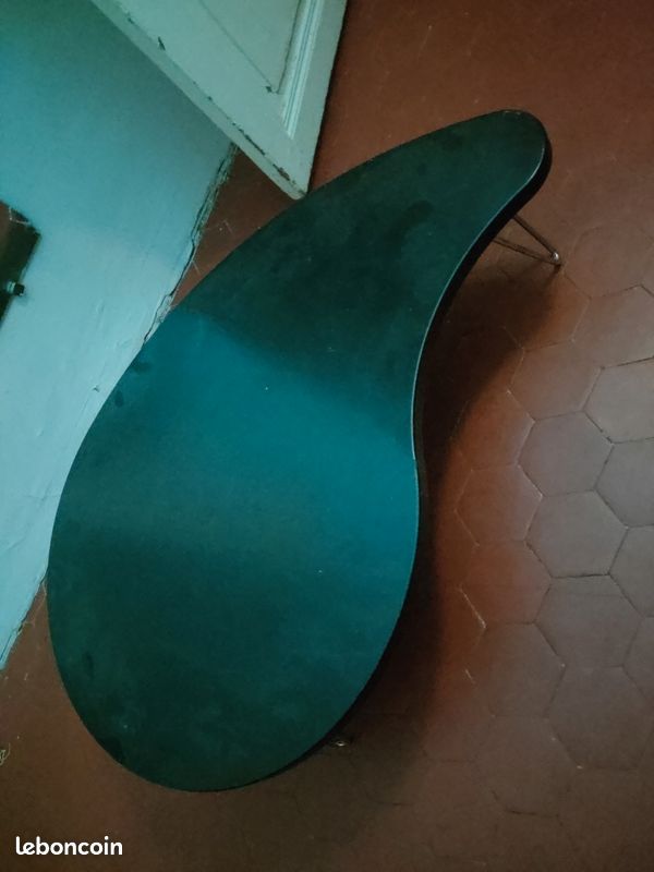 Table basse noir bois pied metal argenté (image 1)