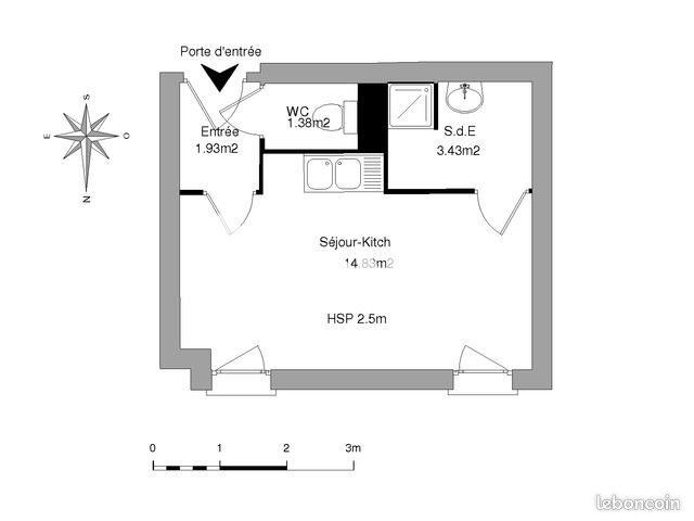 Appartement a louer beauvais - 1 pièce(s) - 21 m2 - Surfyn