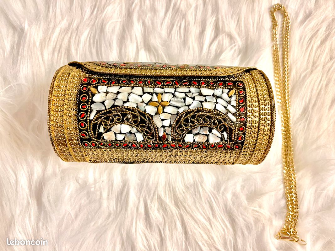 Pochette indienne de soirée en métal - sac bandoulière (image 2)