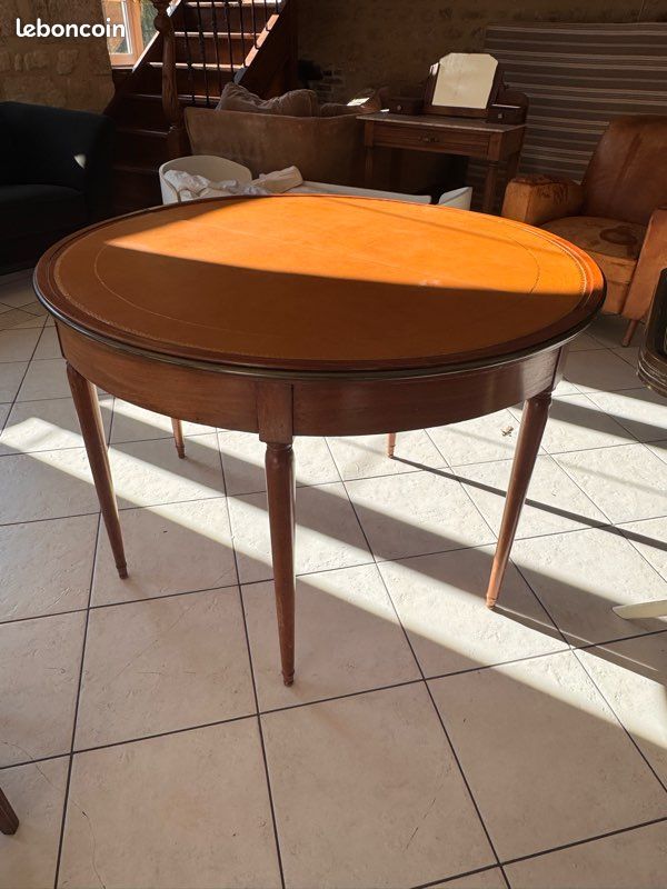 Table de jeu / console - plateau cuir (image 1)