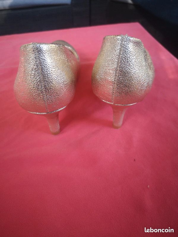 Escarpins LA HALLE En Cuir Gris – Taille 37, Talon Carré, Bon état