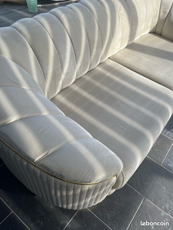 Canape beige velour (image 9)