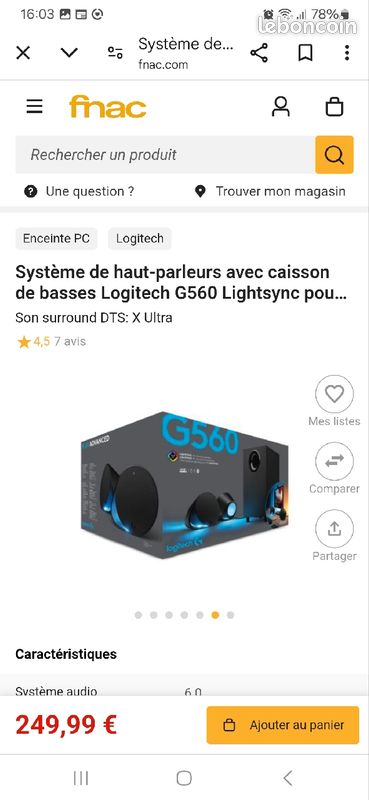 Logitech G560 lightsync (image 1)