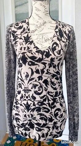 Pull LIU-JO En Mohair Noir/beige/rose - Taille S/M - Occasion Très Bon état