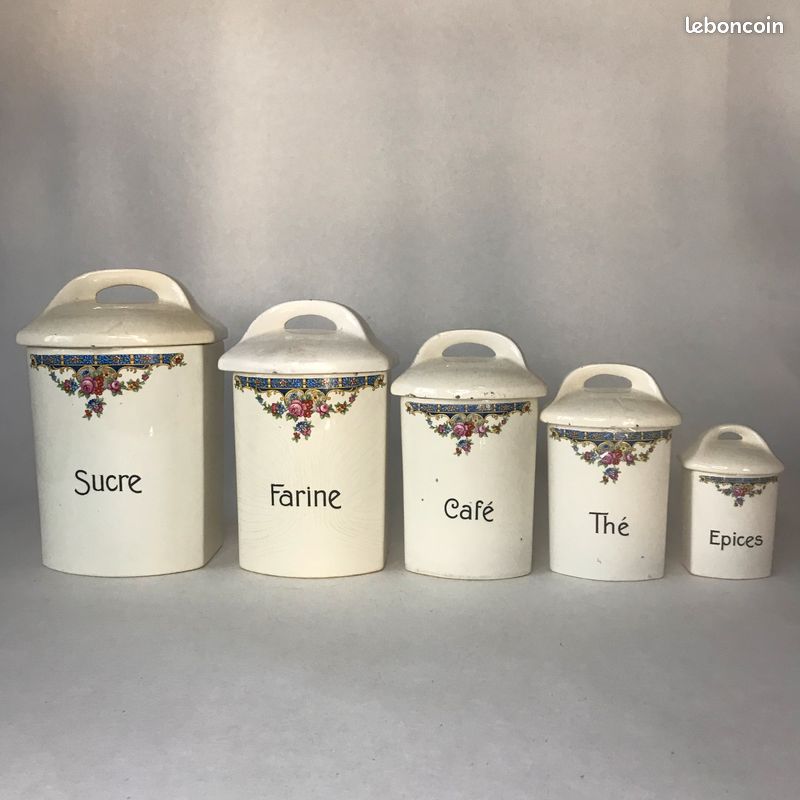 Ancien Pot à Épices En Céramique – Décor "Sucre" – Sans Couvercle – Vintage