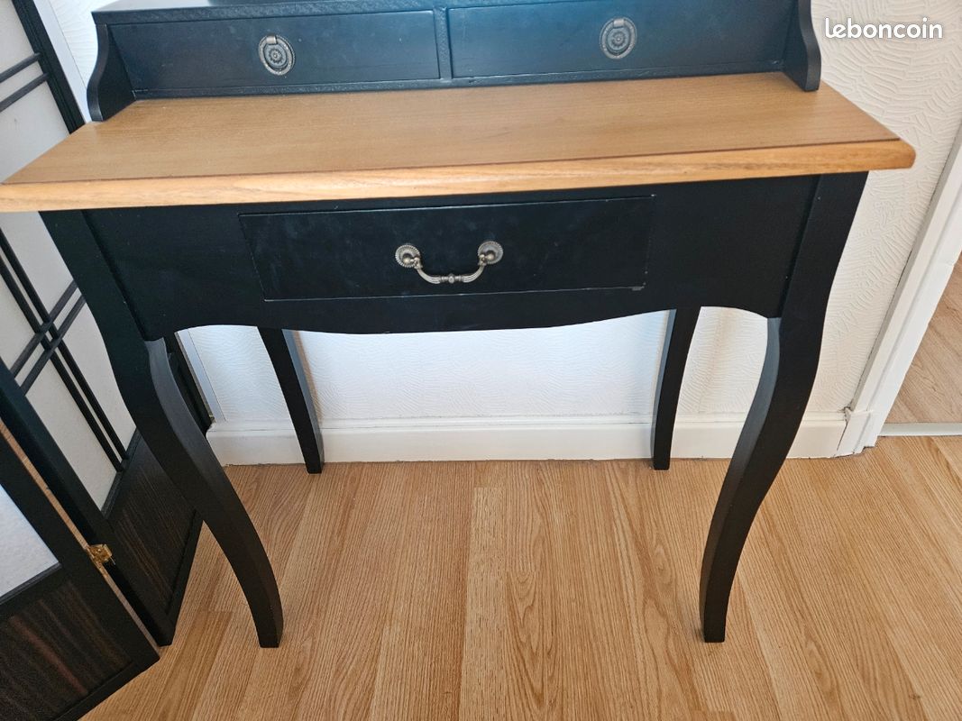 Console Entrée Chrysa Noire - 2 Tiroirs - Bois MDF - 87x34x77.5cm - Atmosphera
