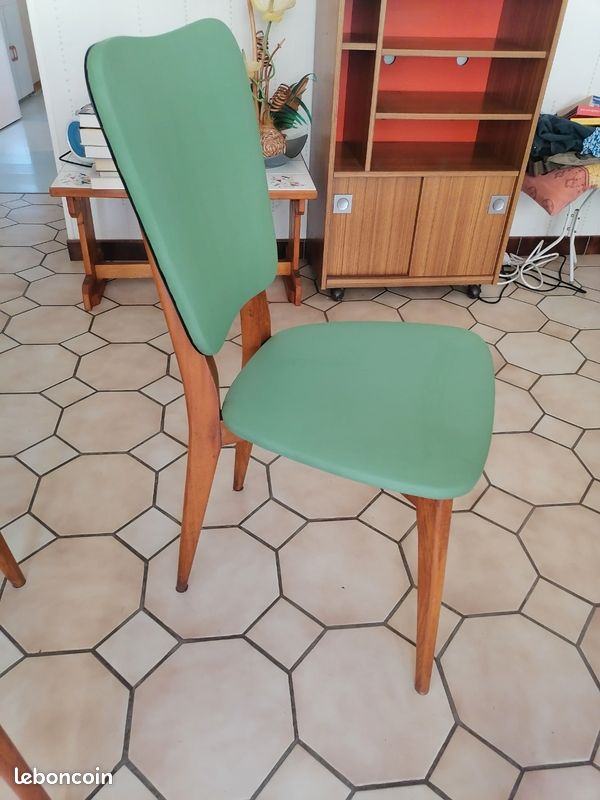 Lot de 2 chaises vintage verte et bois (image 5)