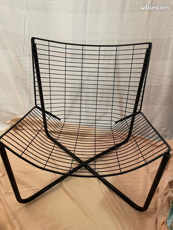 LOT de 2 Fauteuils vintage métal noir IKEA 1982 (image 1)