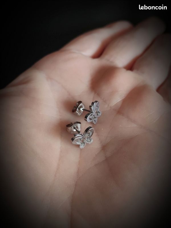 Boucles D'oreilles Clous Homme Acier Inoxydable – Or/argent 8 Mm, Cz Rond Papillon, Sans Nickel