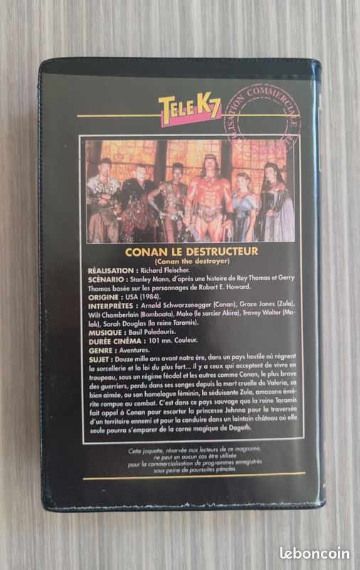Conan le Destructeur / Cliffhanger VHS (Enregistrement TV) Jaquette Télé K7 (image 3)