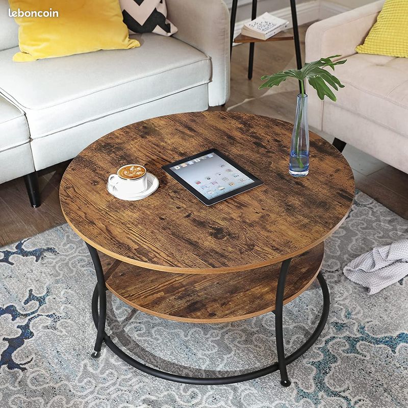 Table Basse, Table à Cocktail Ronde avec étagère (image 6)