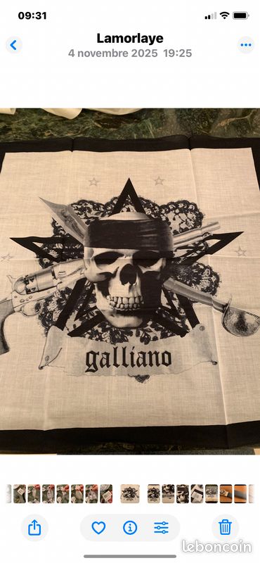 Bandana tête de mort pirate John Galliano neuf en soie (image 1)