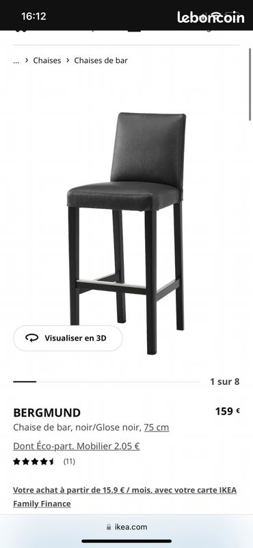Chaise de bar noir (image 3)
