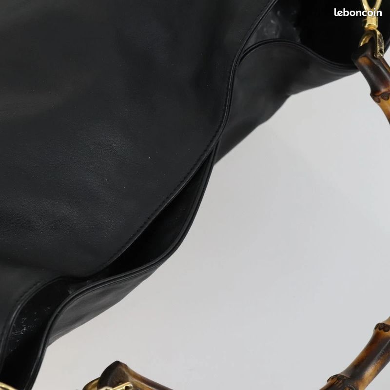 Sac à bandoulière GUCCI Bamboo en cuir Noir/Doré FM91 (image 6)