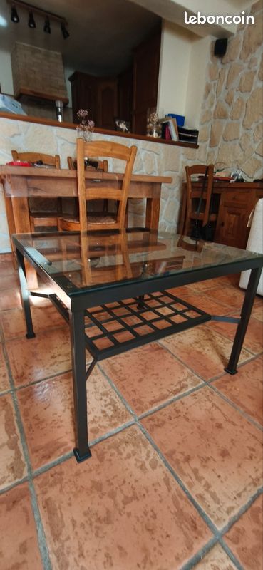 Table basse fer et vitre (image 2)