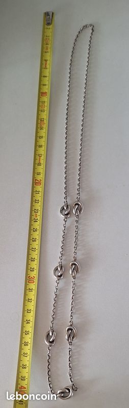 Sautoir Collier 120 Cm En Argent Massif 925 Et Pierres Naturelles - Bijou Vintage Occasion élégant