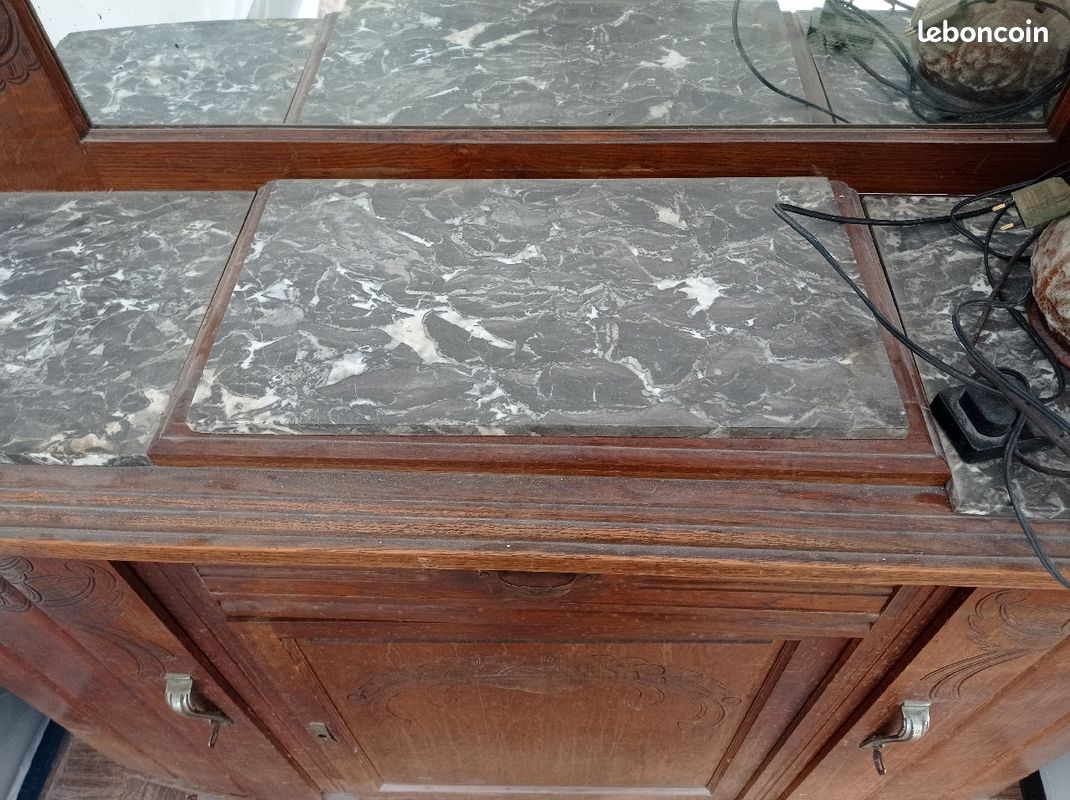 Buffet bois et marbre (image 2)
