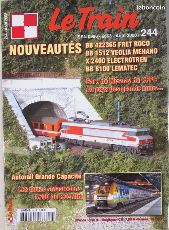Revue Le Train 12 numéros du 237 au 248 de 2008 Minitrix la SNCF a 70 ans Nuremberg X2800 Mesnay Saucisson Albula Cévennes Coni tuiles Chapeauroux locotracteur Cannes Chamonix BB9600 Heki (image 7)
