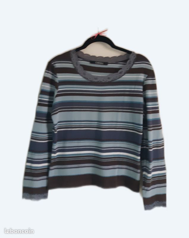 Chemisier Manches Longues Caroll - Marron - Taille 40 - 50% Coton